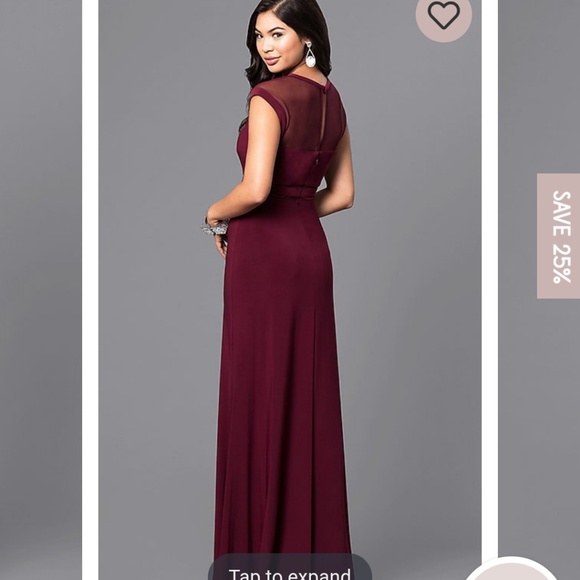 Prom Dress Illusion Cap Sleeve Formal Gown - Picture 2 of 4